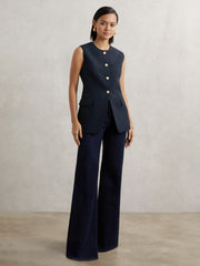 Reiss | High-Neck Longline Waistcoat in Navy