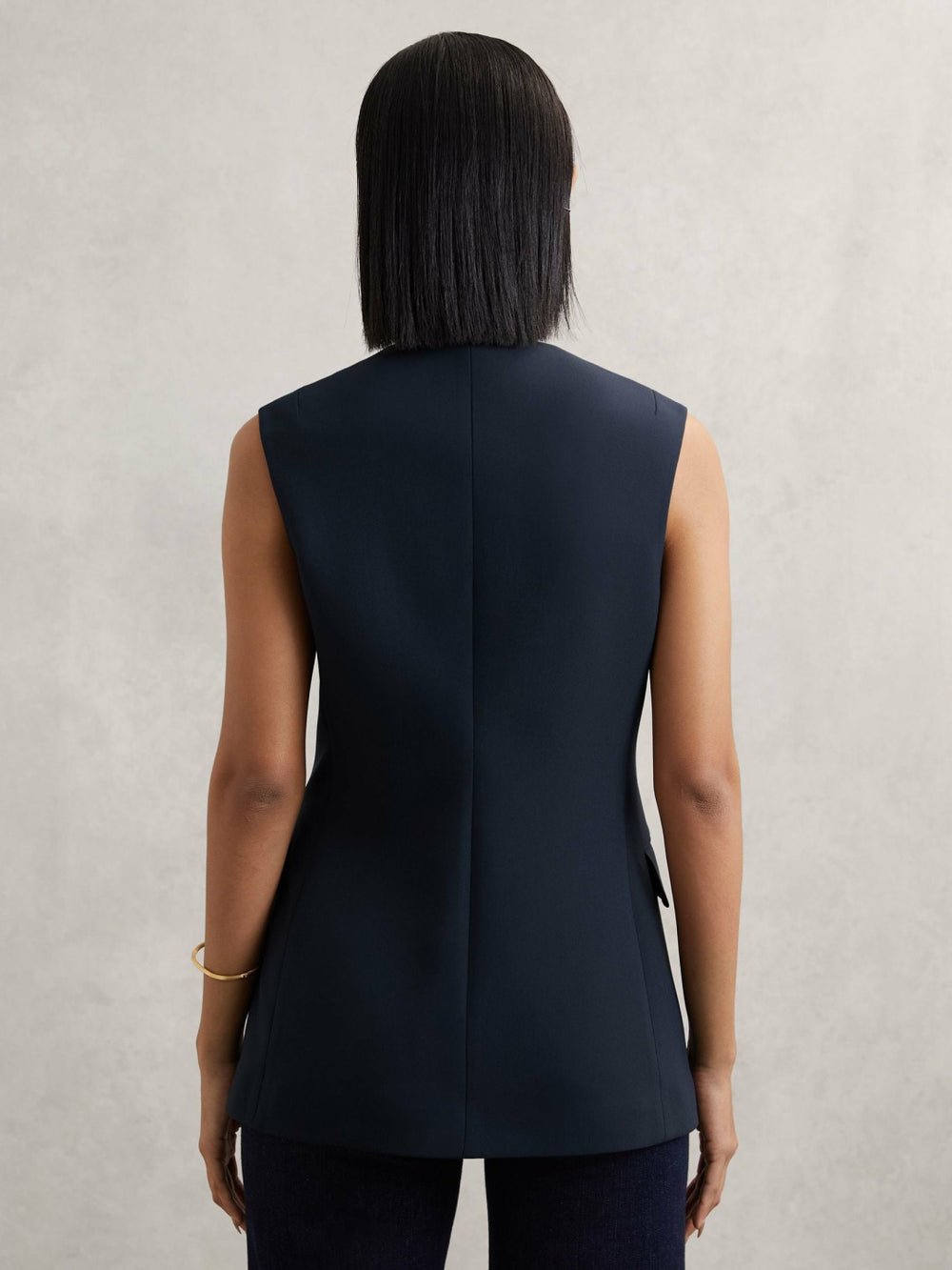 Reiss | High-Neck Longline Waistcoat in Navy