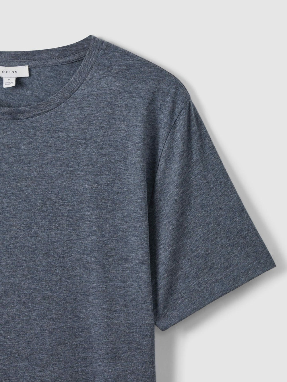 Reiss | Cotton Crew Neck T-Shirt in Airforce Blue Melange