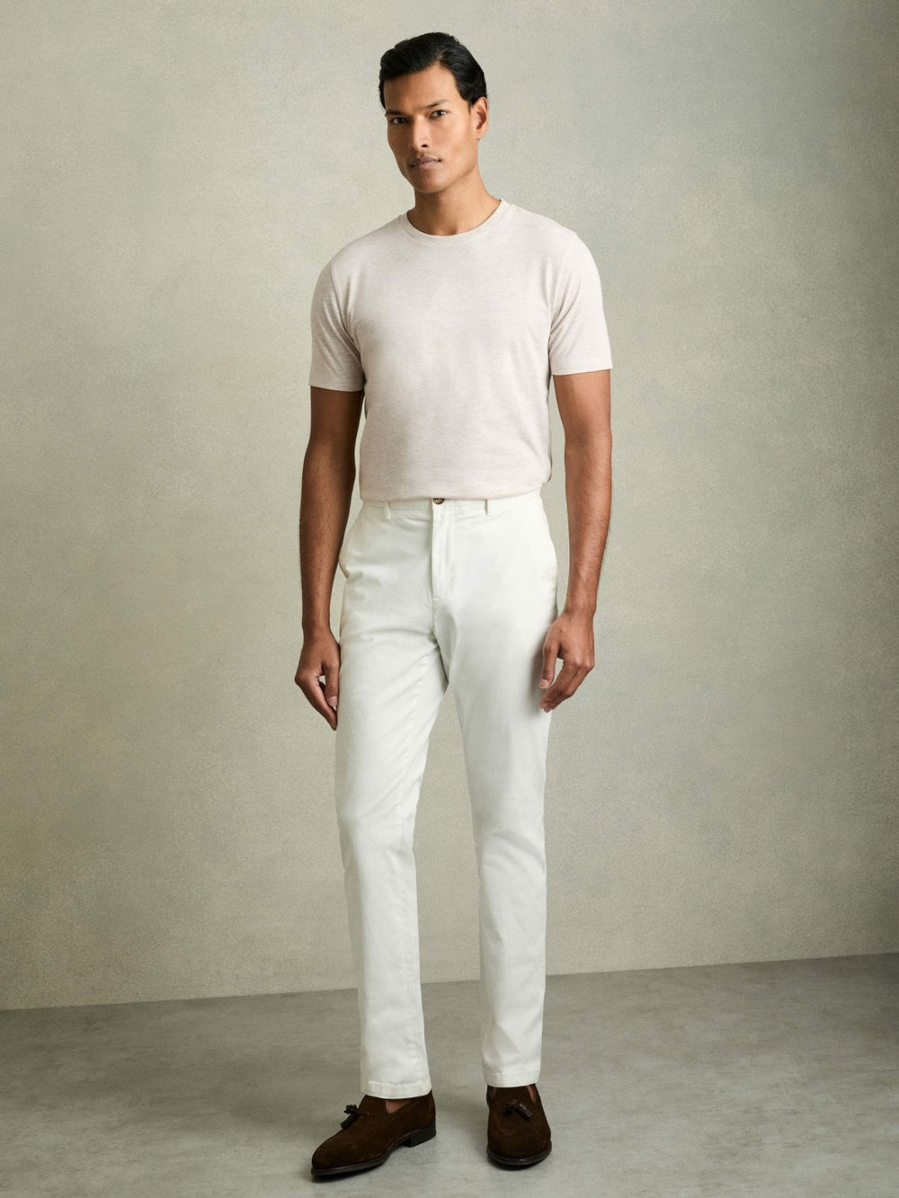 Reiss | Cotton Crew Neck T-Shirt in Wheat Melange
