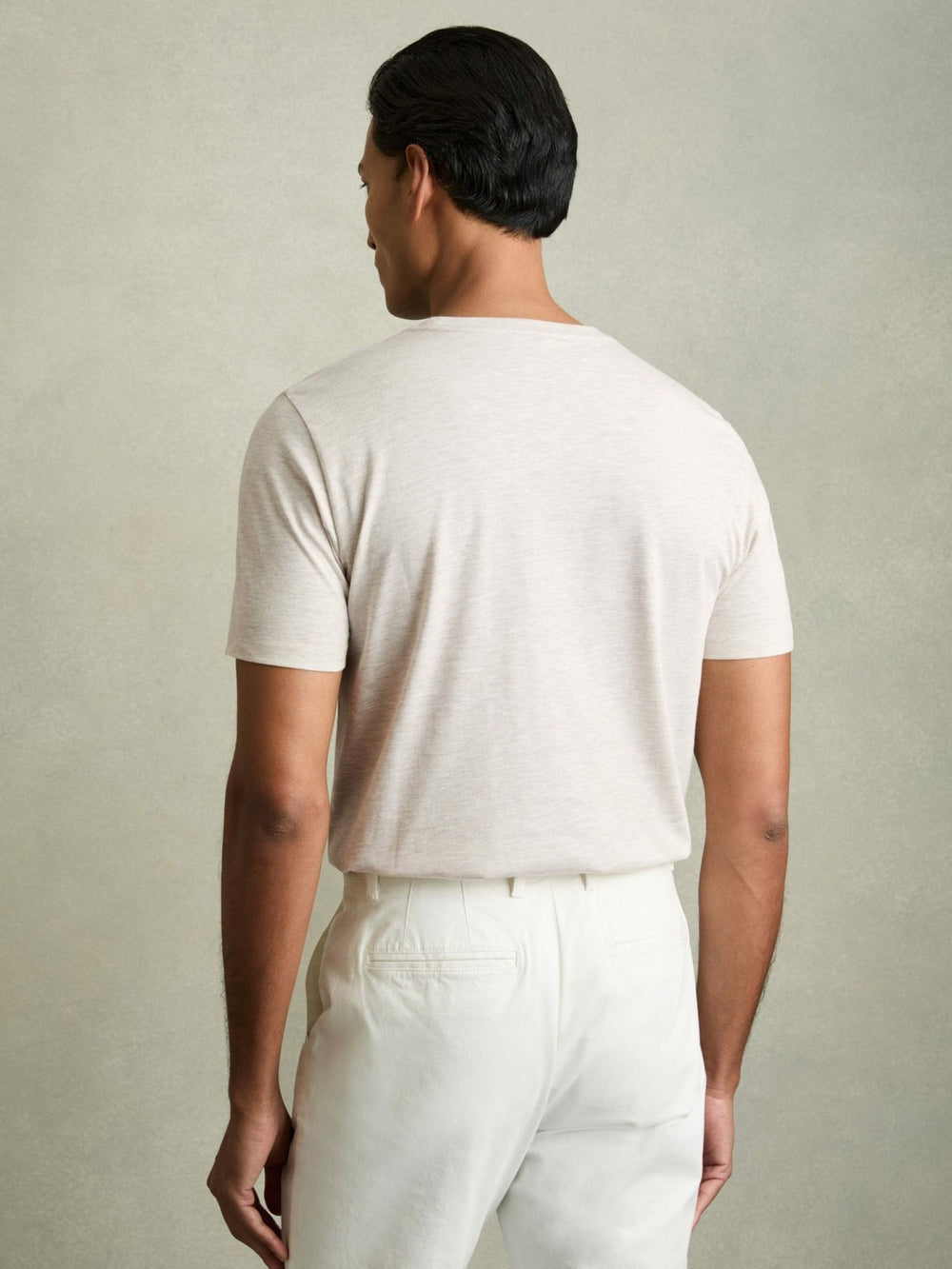 Reiss | Cotton Crew Neck T-Shirt in Wheat Melange