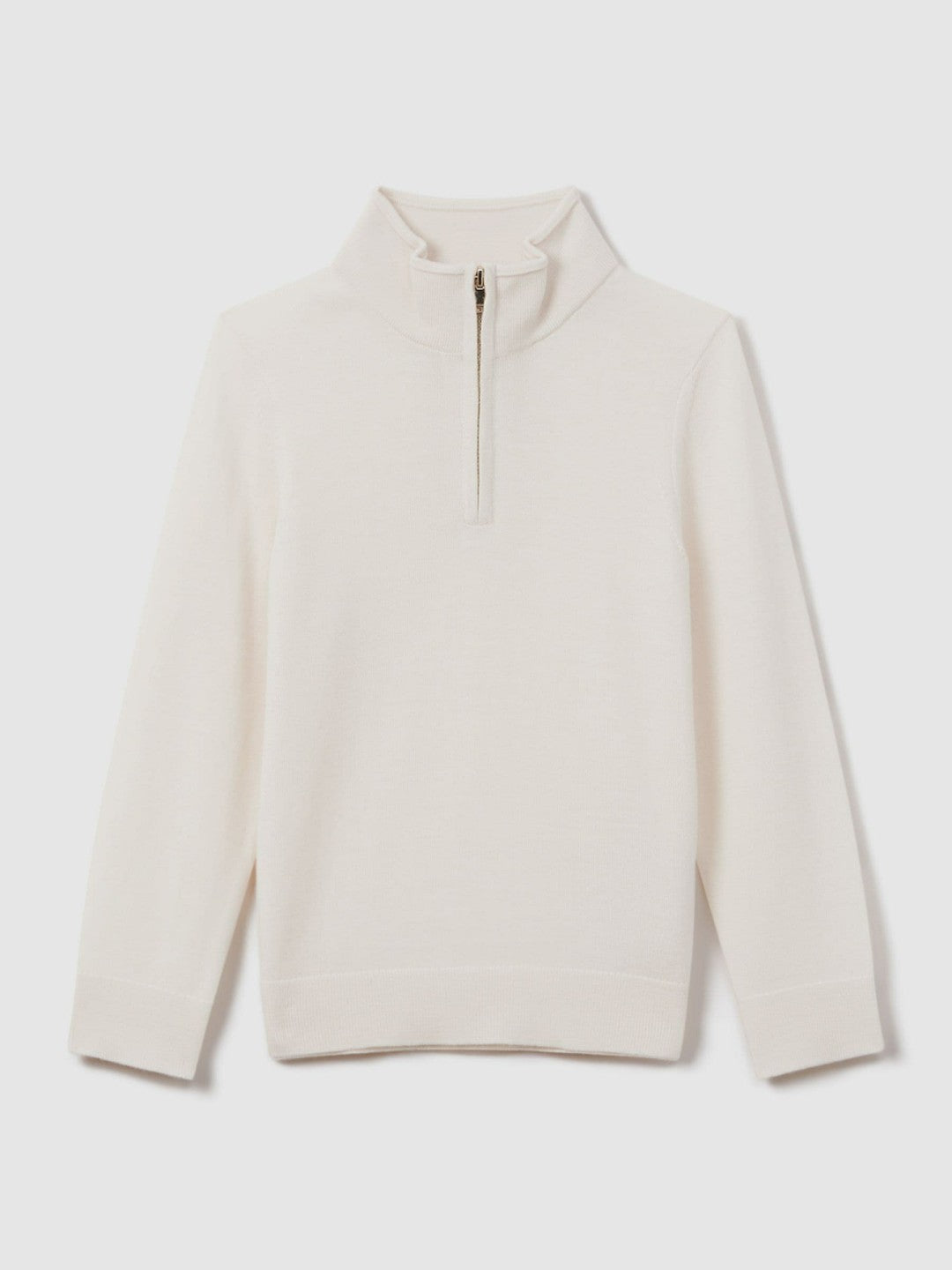 Reiss | 3-9 yrs Wool Half-Zip Funnel Neck Jumper in Snow