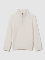 Reiss | 3-9 yrs Wool Half-Zip Funnel Neck Jumper in Snow
