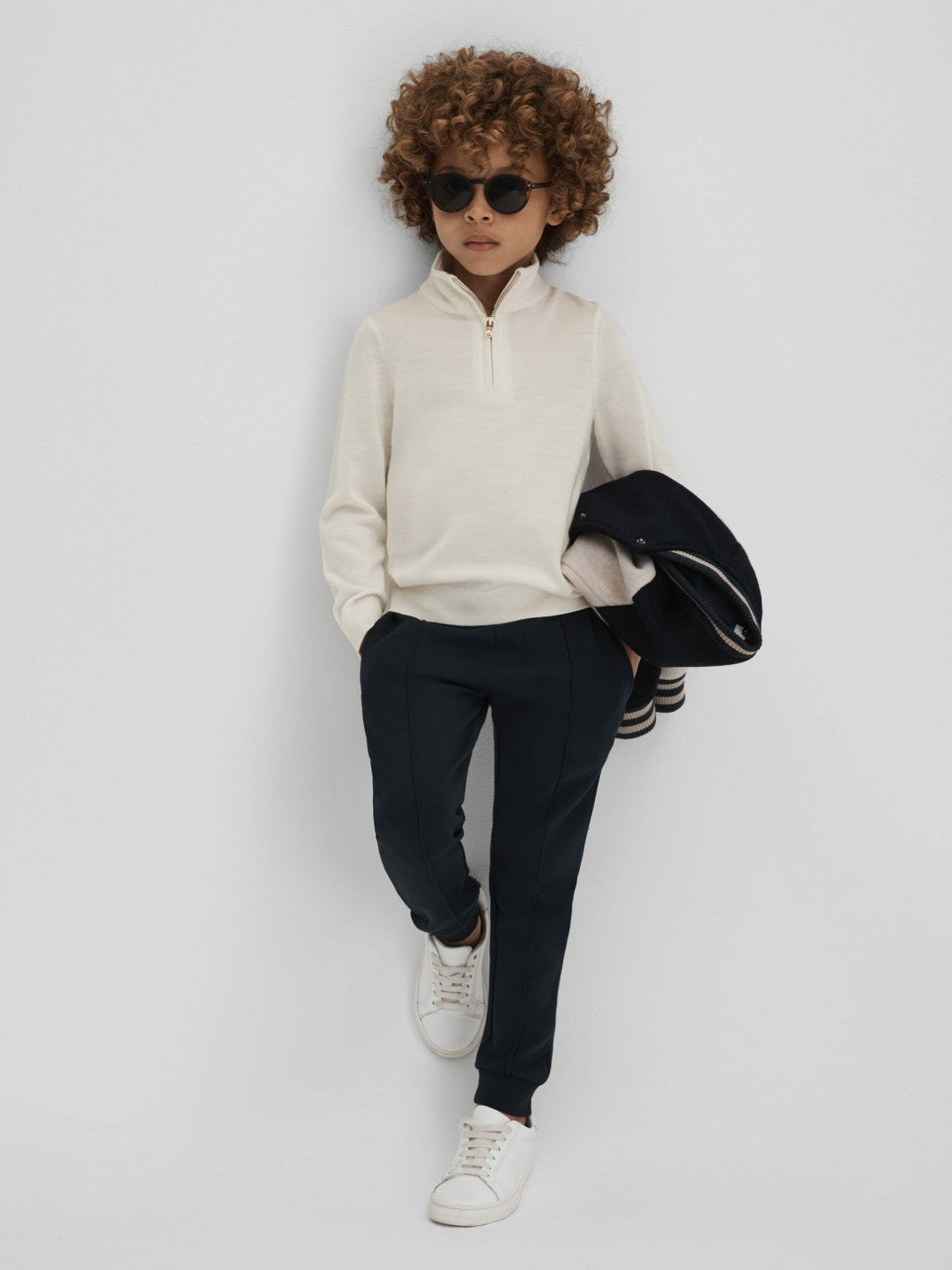 Reiss | 3-9 yrs Wool Half-Zip Funnel Neck Jumper in Snow