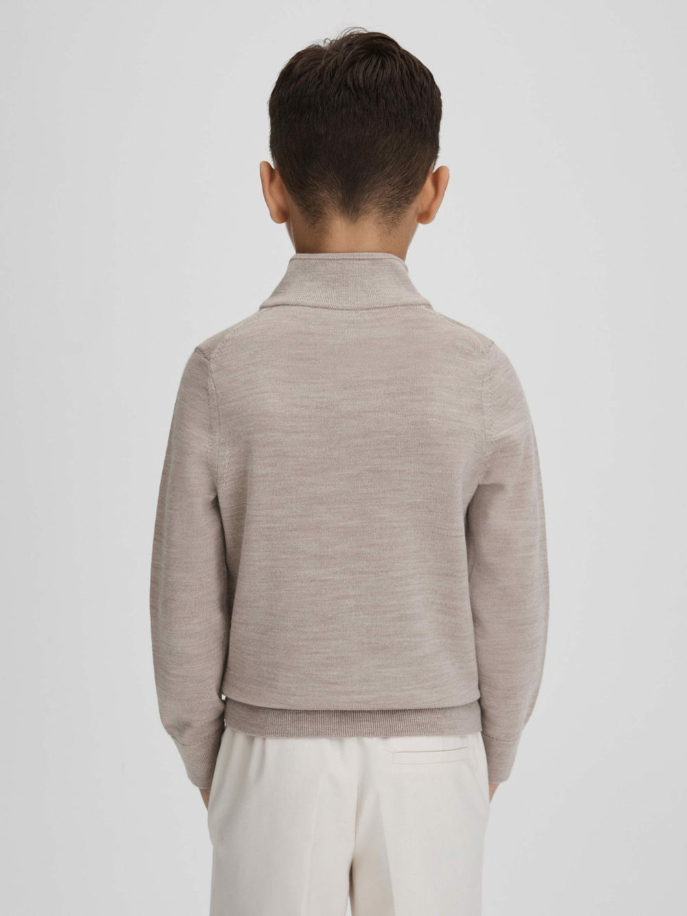 Reiss | 3-9 yrs Wool Half-Zip Funnel Neck Jumper in Wheat Melange