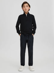 Reiss | 3-9 yrs Wool Half-Zip Funnel Neck Jumper in Navy