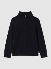 Reiss | 3-9 yrs Wool Half-Zip Funnel Neck Jumper in Navy