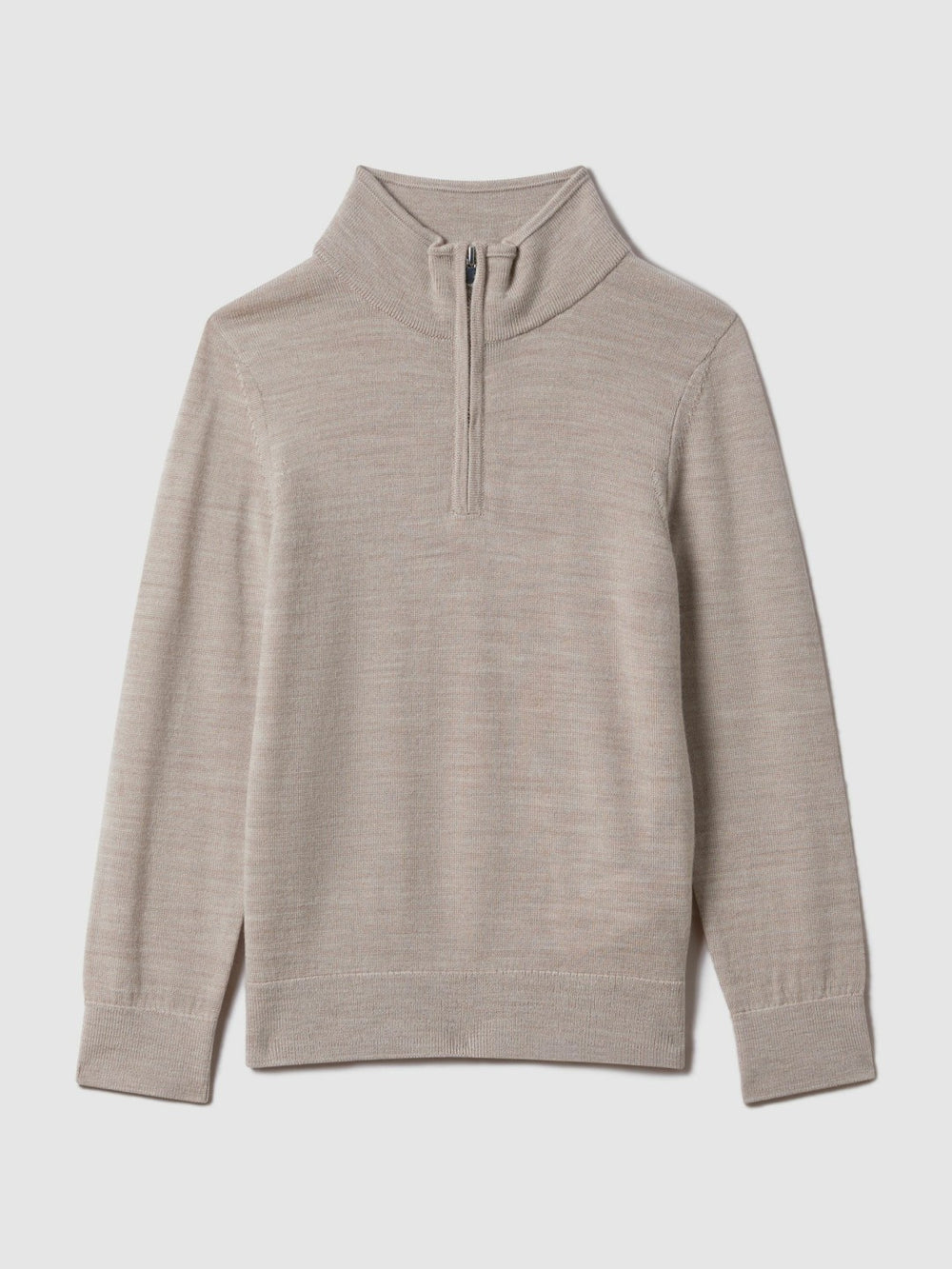 Reiss | 9-13 yrs Wool Half-Zip Funnel Neck Jumper in Wheat Melange