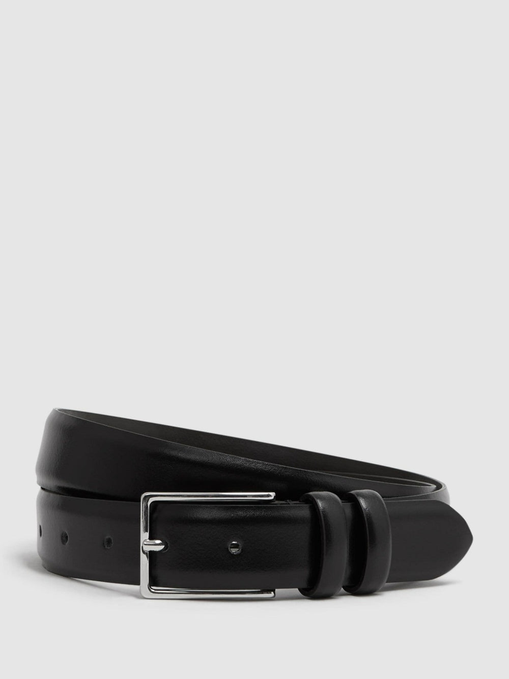 Reiss | Smooth Leather Belt in Black