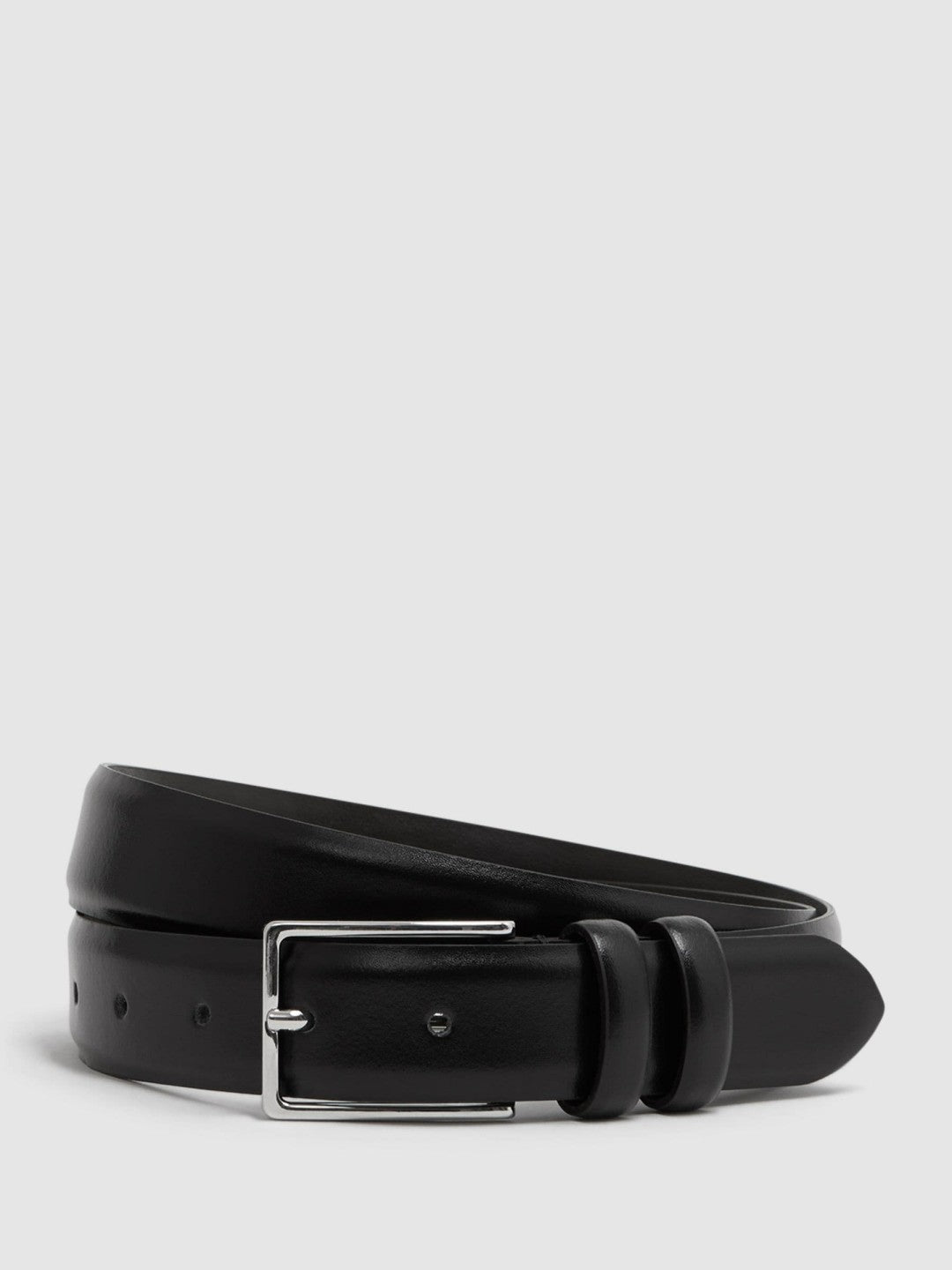 Reiss | Smooth Leather Belt in Black