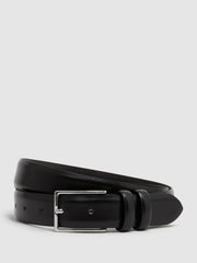 Reiss | Smooth Leather Belt in Black