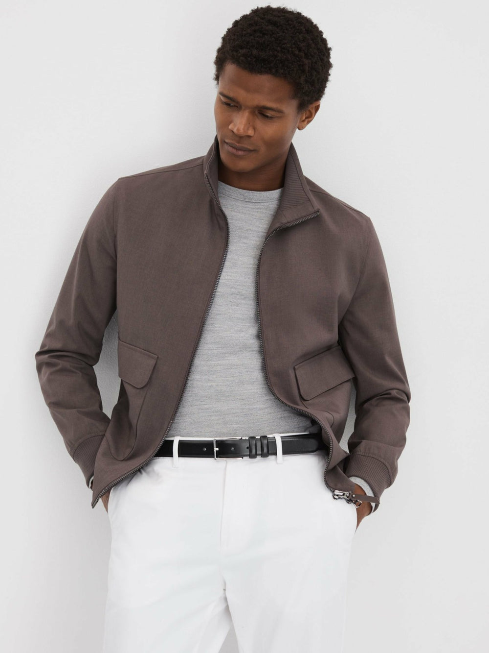 Reiss | Smooth Leather Belt in Black