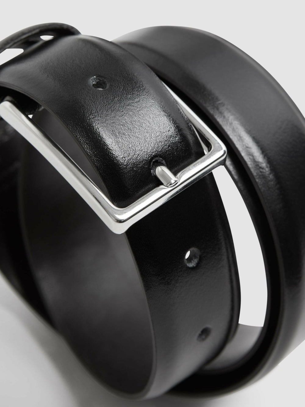 Reiss | Smooth Leather Belt in Black