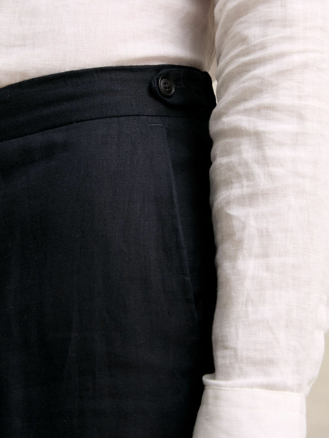 Reiss | Slim Fit Linen Adjuster Trousers in Navy