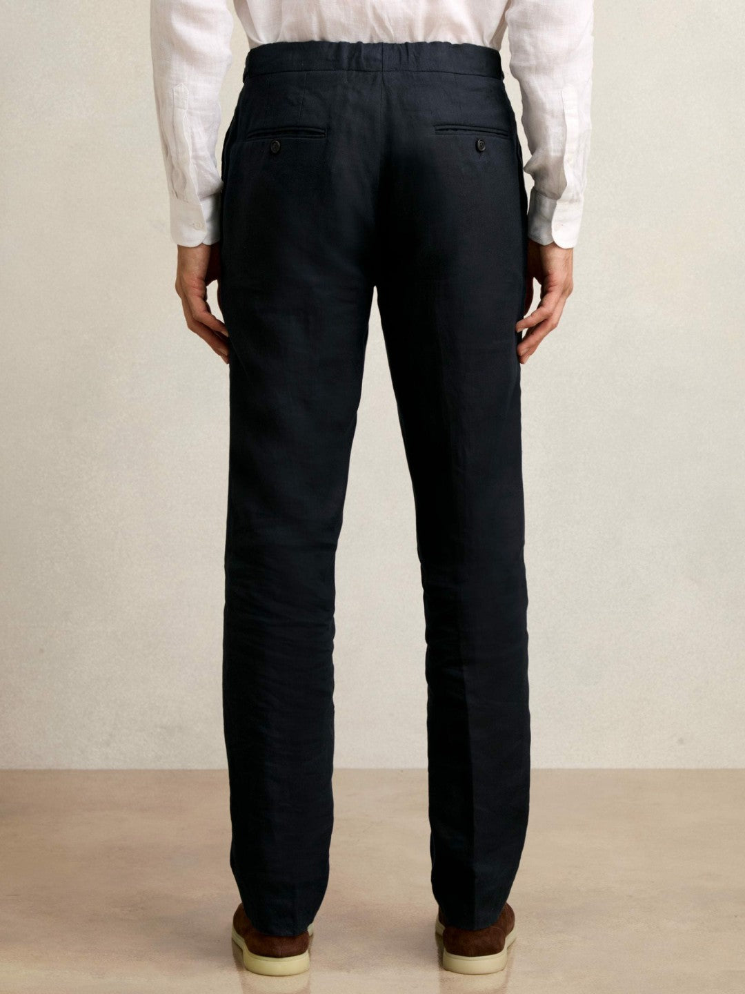 Reiss | Slim Fit Linen Adjuster Trousers in Navy