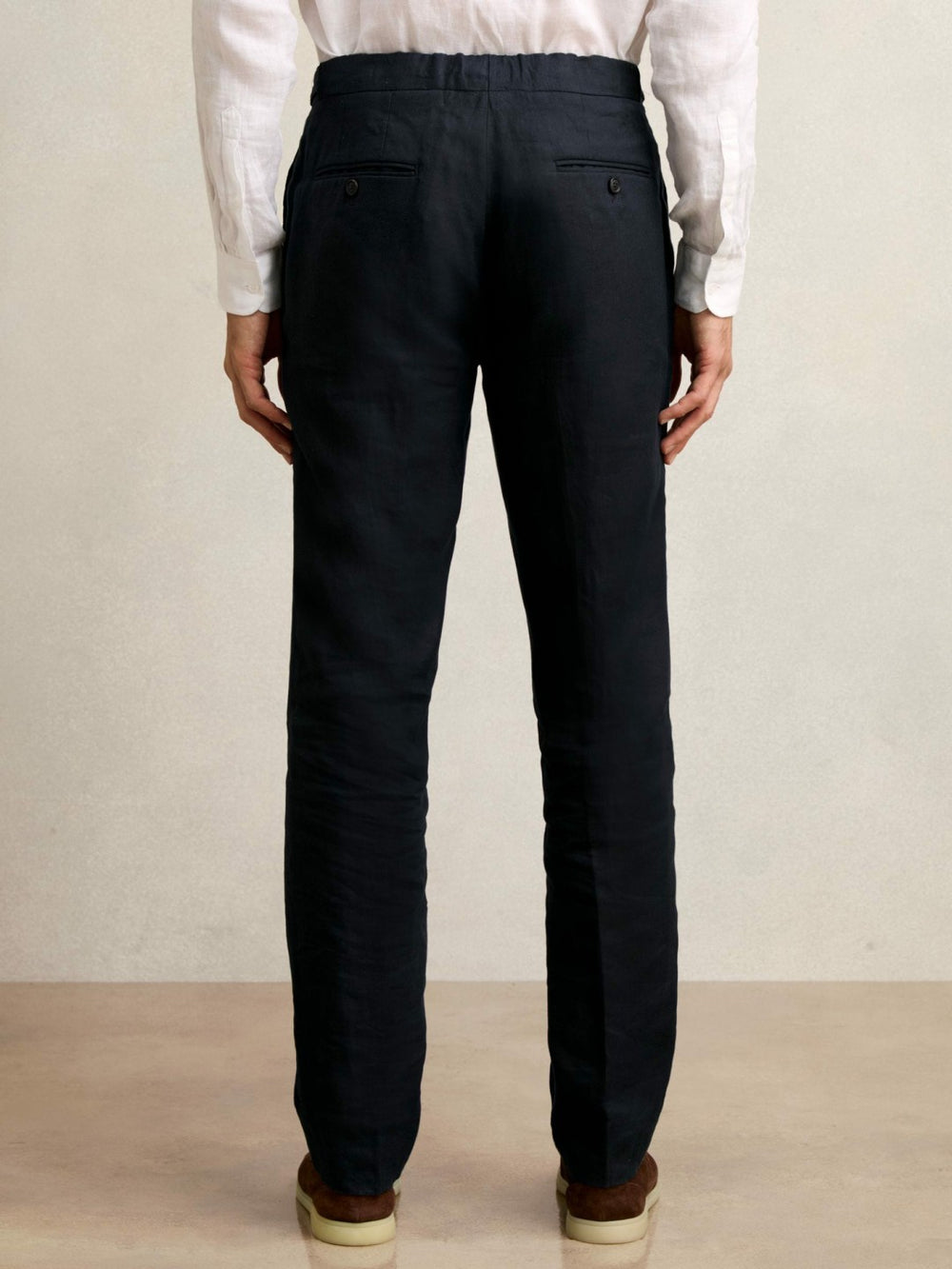 Reiss | Slim Fit Linen Adjuster Trousers in Navy