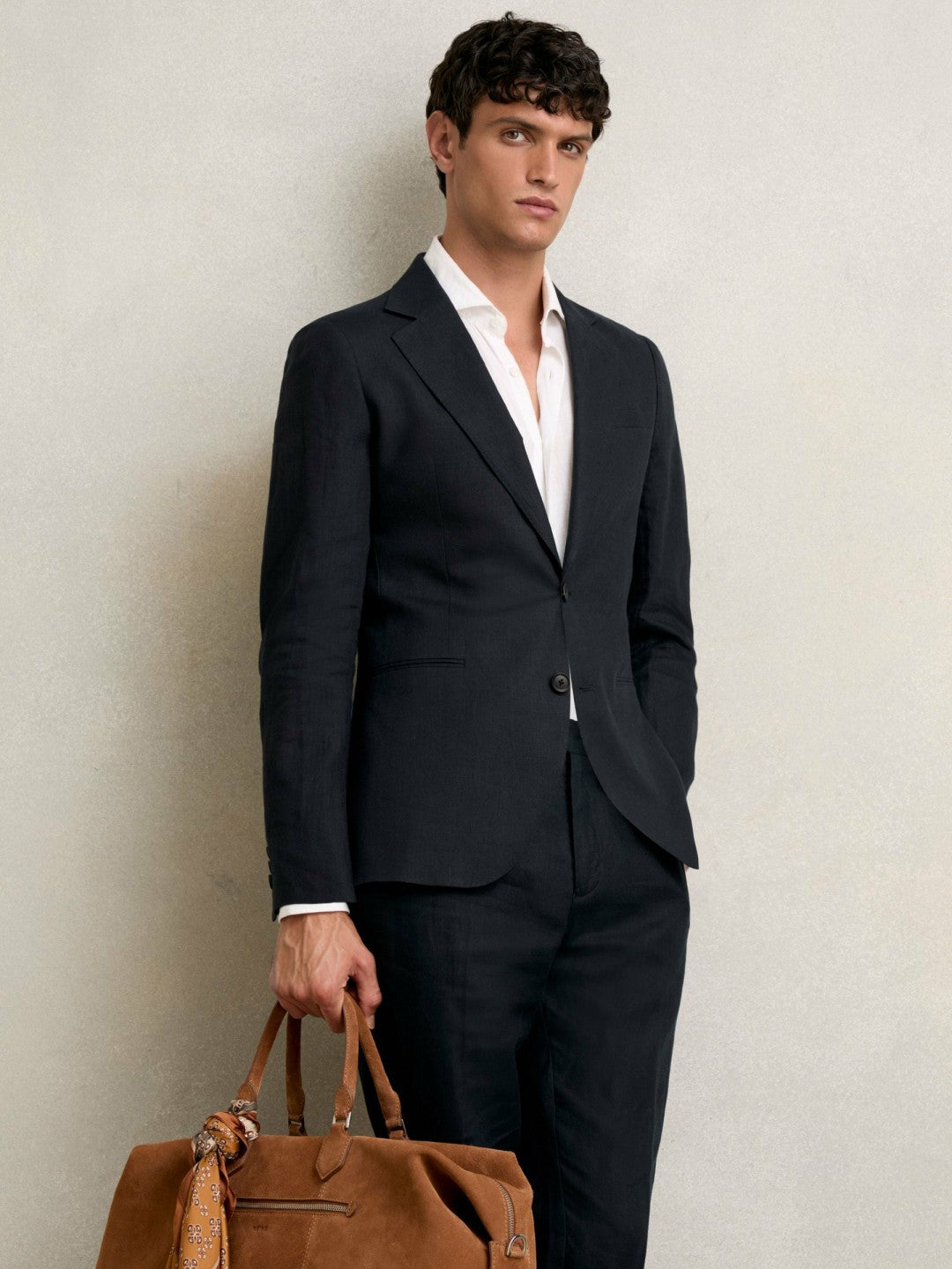 Reiss | Slim-Fit Single Breasted Linen Blazer in Navy