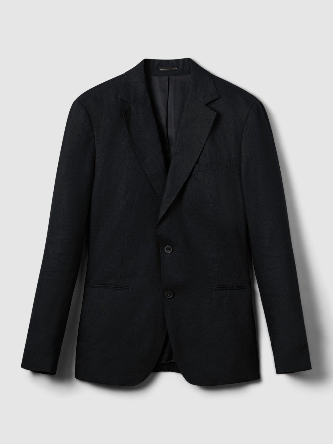 Reiss | Slim-Fit Single Breasted Linen Blazer in Navy
