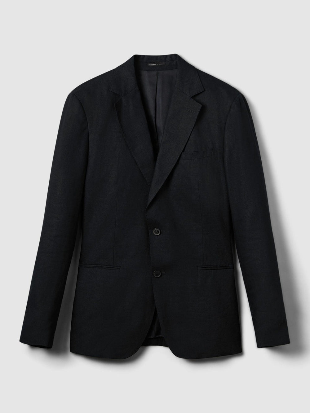 Reiss | Slim-Fit Single Breasted Linen Blazer in Navy