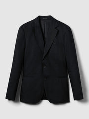 Reiss | Slim-Fit Single Breasted Linen Blazer in Navy