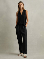 Reiss | V-Neck Shell Top in Black
