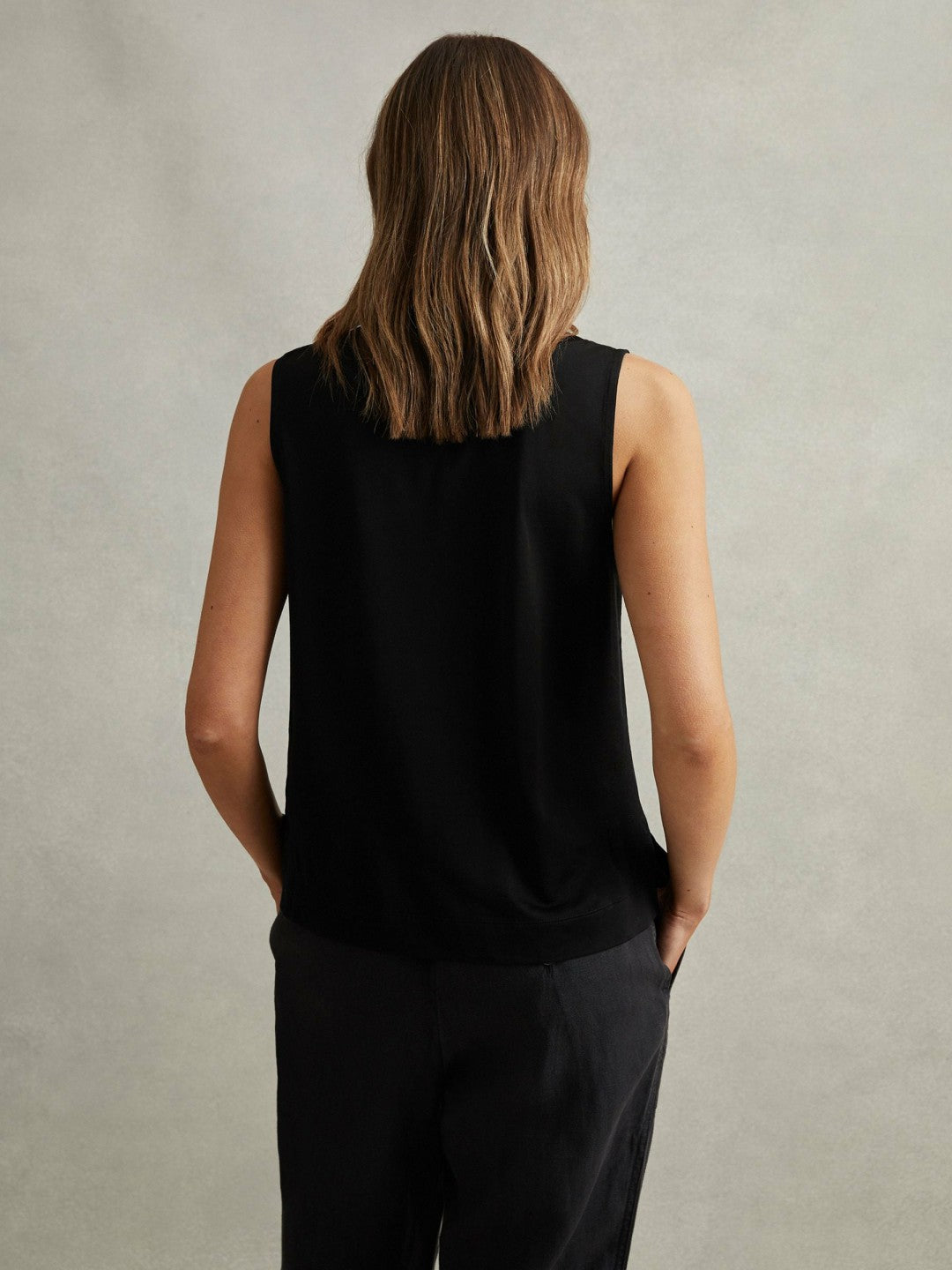 Reiss | V-Neck Shell Top in Black