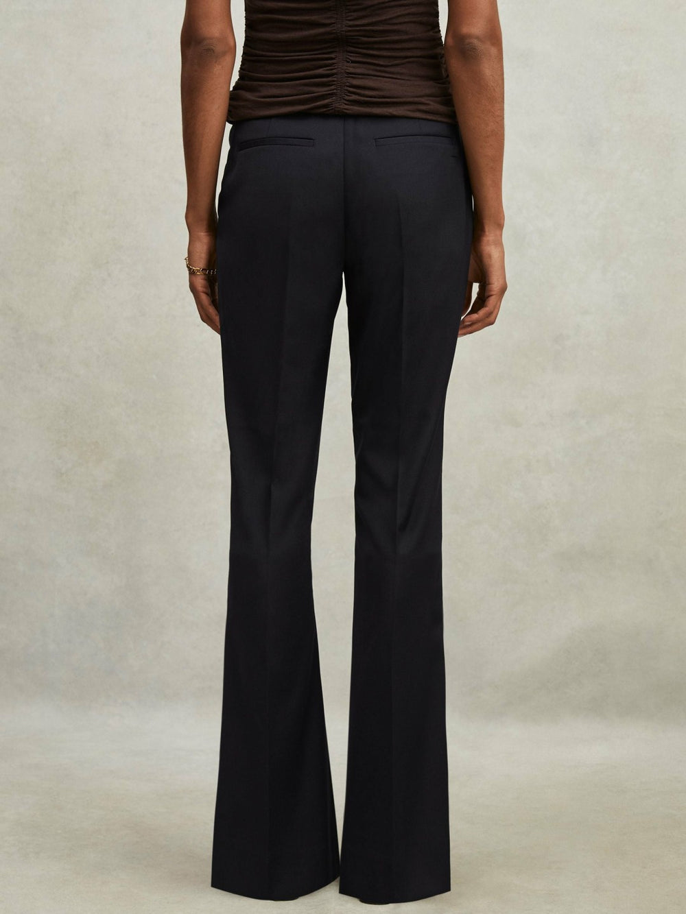 Reiss | Petite Wool-Blend Tailored Flared Suit Trousers in Navy