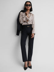 Reiss | Petite Wool Blend Tapered Suit Trousers in Navy
