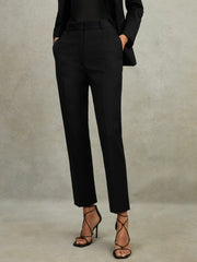Reiss | Petite Wool Blend Tapered Suit Trousers in Black