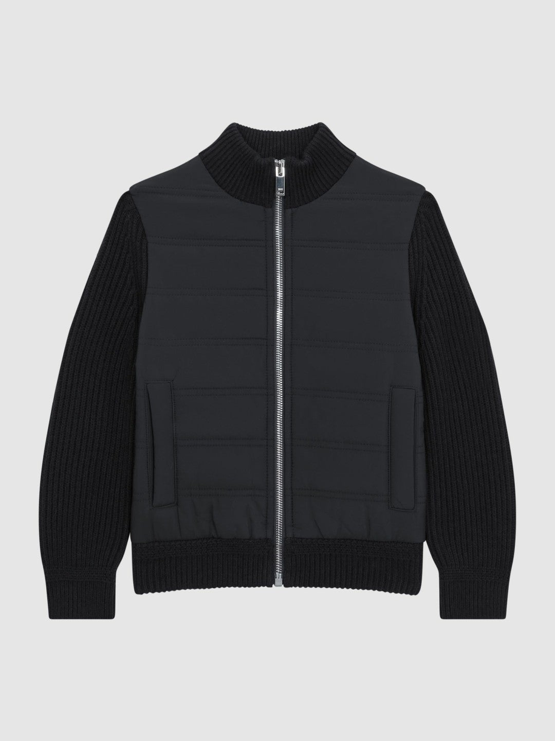 Reiss | Junior Hybrid Zip Through Quilted Jacket in Navy