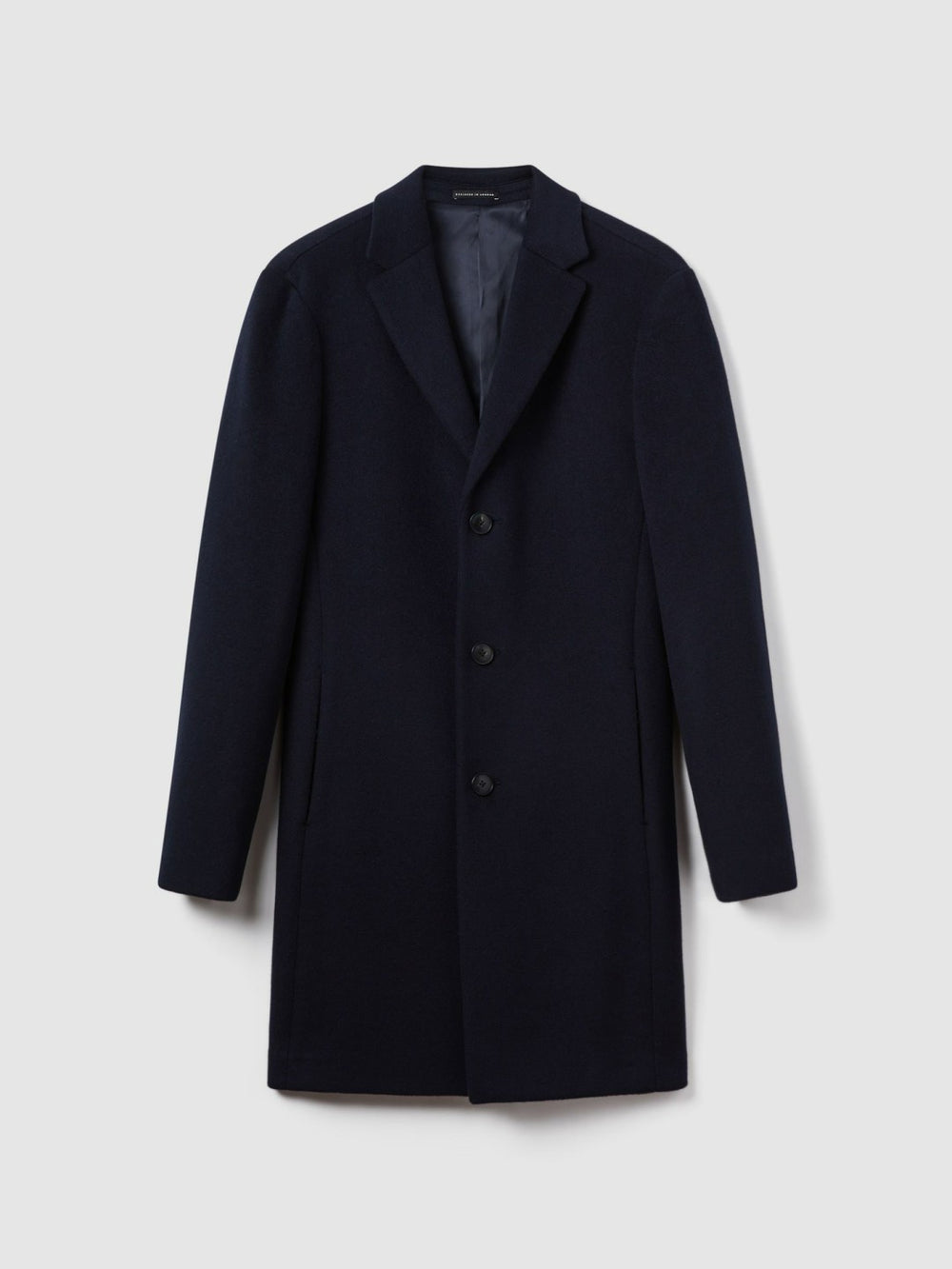 Reiss | Wool Blend Single Breasted Epsom Overcoat in Navy
