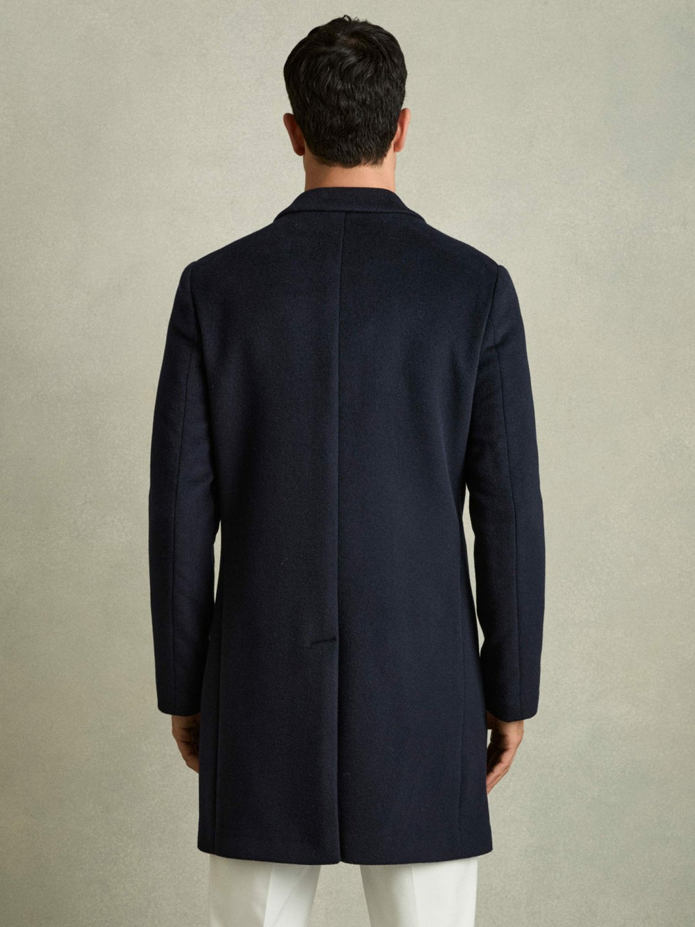 Reiss | Wool Blend Single Breasted Epsom Overcoat in Navy