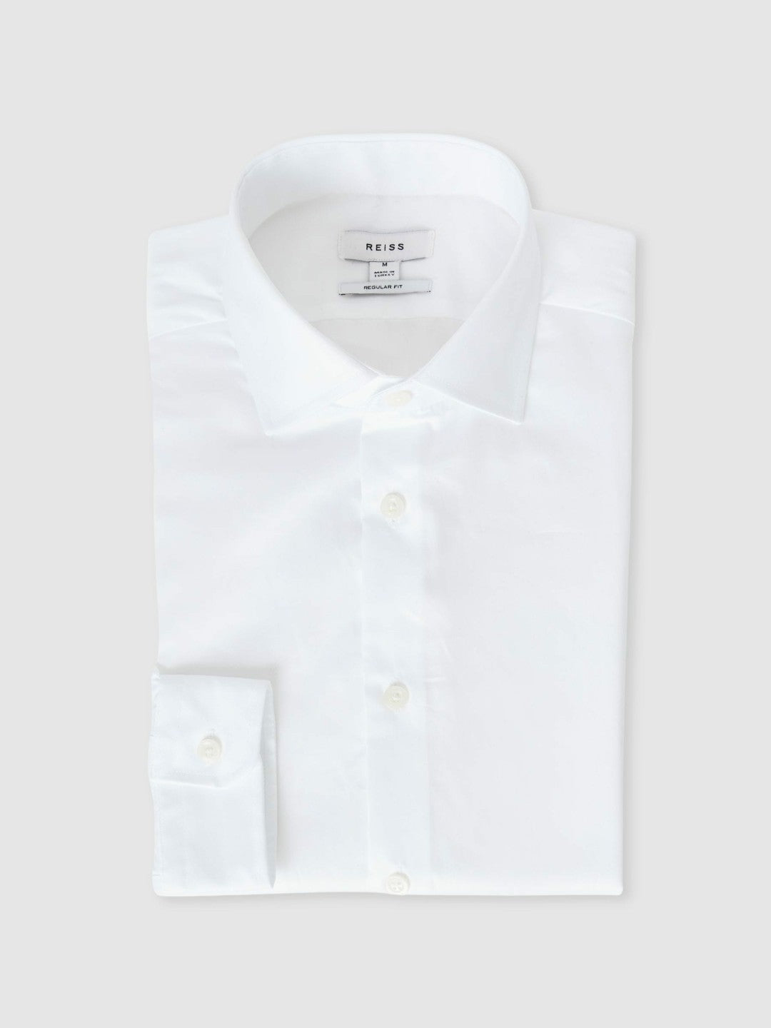Reiss | Regular Fit Cotton Sateen Striped Shirt in White