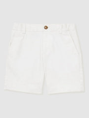 Reiss | 3-9 yrs Cotton Chino Shorts with Stretch in White