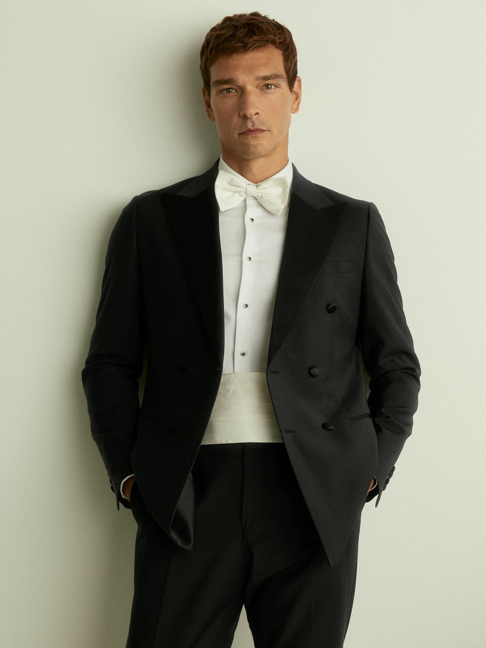 Reiss | Silk Cummerbund in Ivory