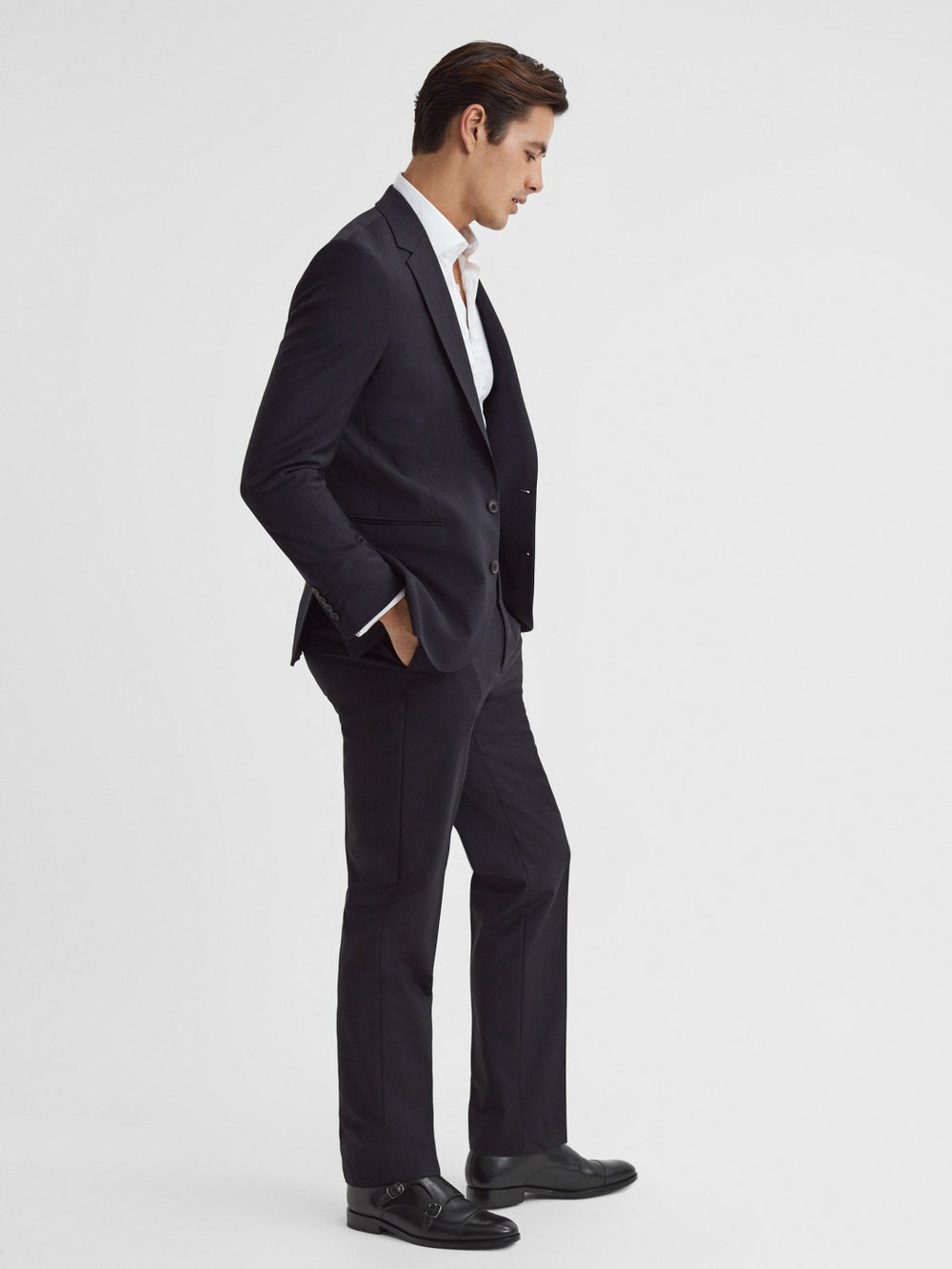 Reiss | Leather Double Monk Strap Shoes in Black