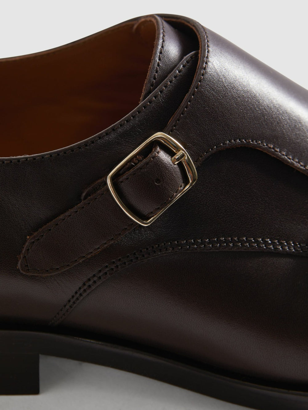 Reiss | Leather Double Monk Strap Shoes in Dark Brown