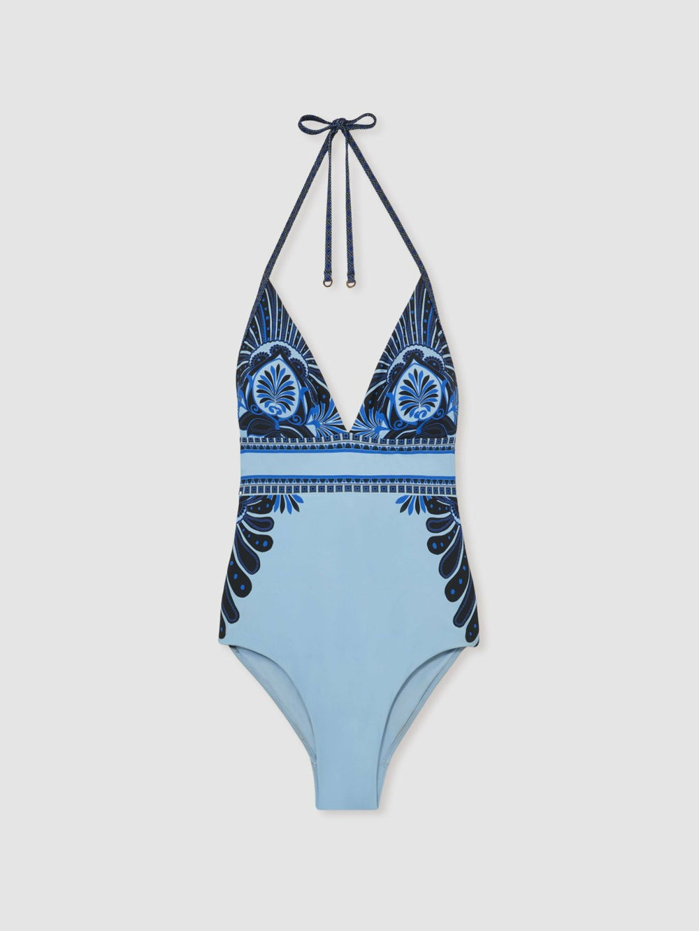 Reiss | Halterneck Printed Swimsuit in Blue
