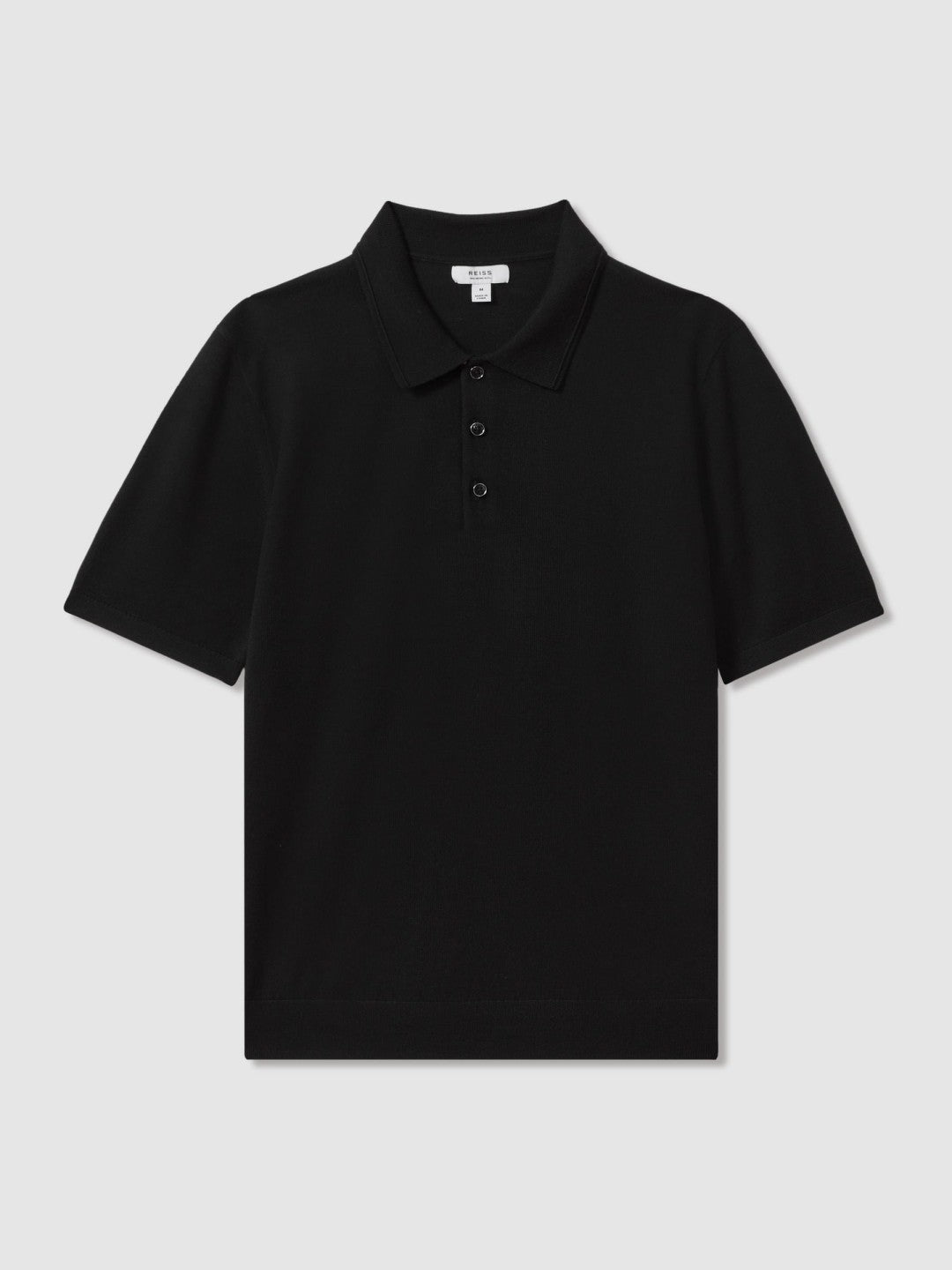 Reiss | Merino Wool Polo Shirt in Black
