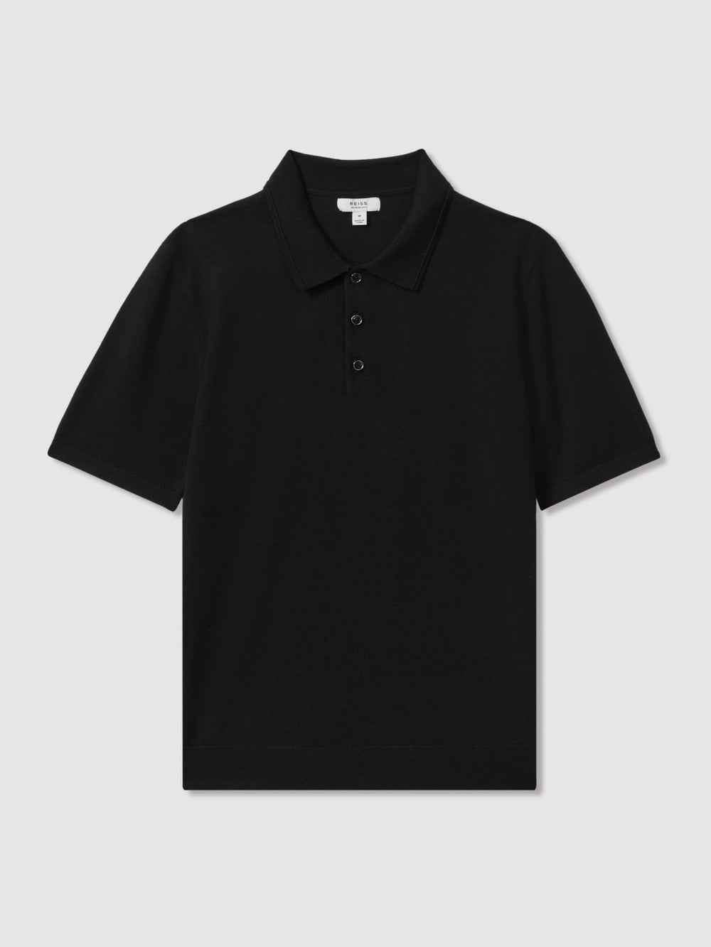 Reiss | Merino Wool Polo Shirt in Black