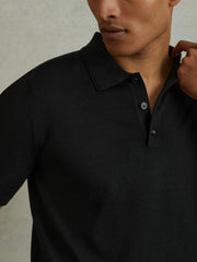 Reiss | Merino Wool Polo Shirt in Black
