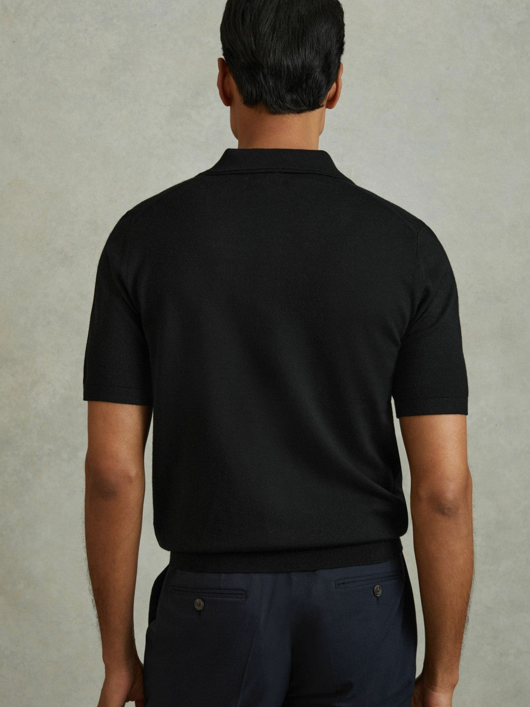 Reiss | Merino Wool Polo Shirt in Black