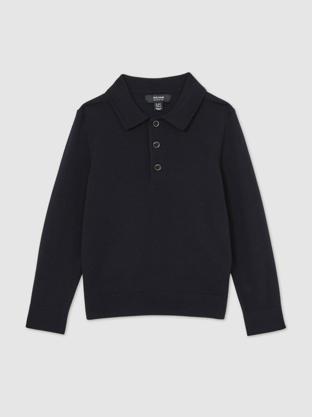 Reiss | 9-14 yrs Merino Wool Polo Shirt in Navy