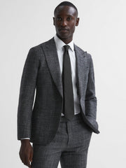 Reiss | Textured Silk Blend Tie in Black