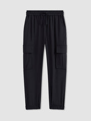 Reiss | 9-14 yrs Technical Drawstring Cuffed Cargo Trousers in Navy