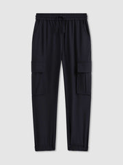 Reiss | 3-9 yrs Technical Drawstring Cuffed Cargo Trousers in Navy