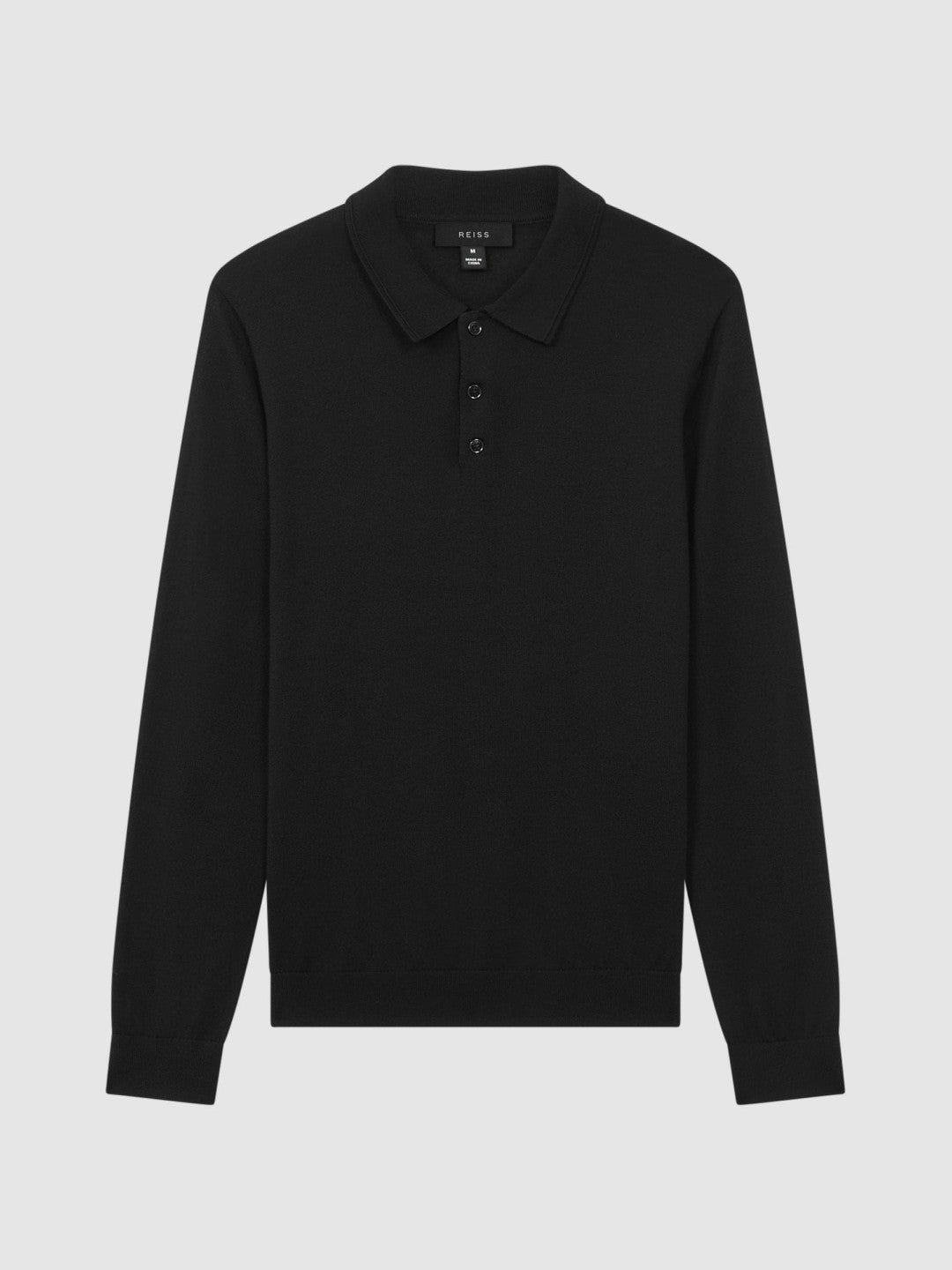 Reiss | Merino Wool Polo Shirt in Black