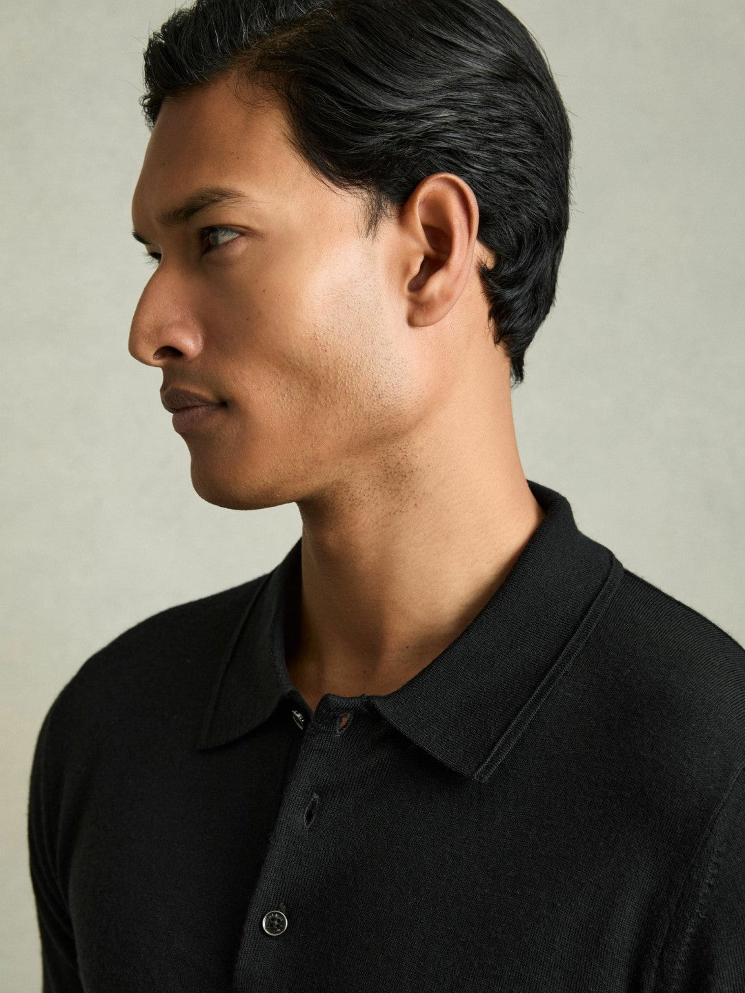 Reiss | Merino Wool Polo Shirt in Black