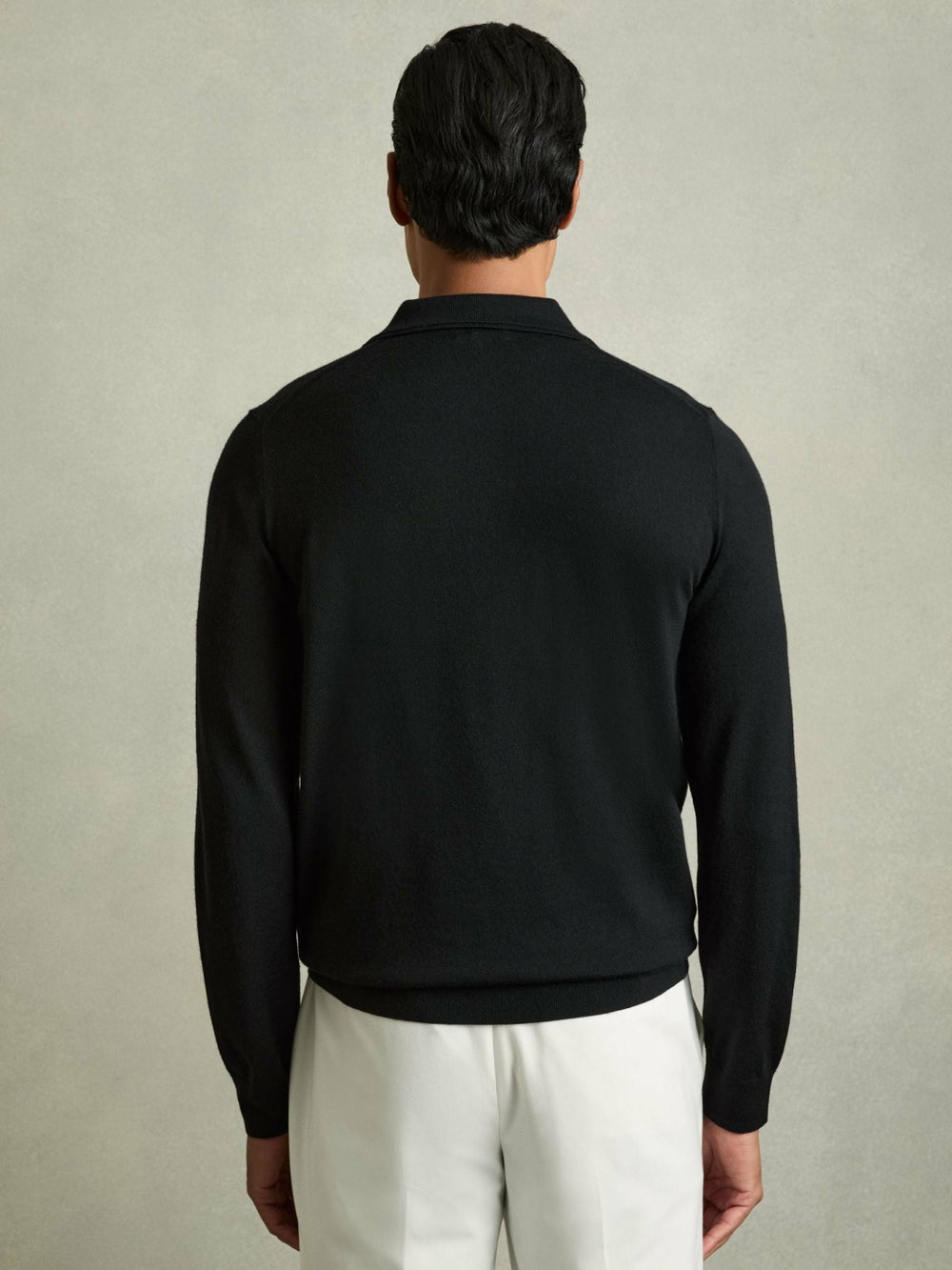 Reiss | Merino Wool Polo Shirt in Black