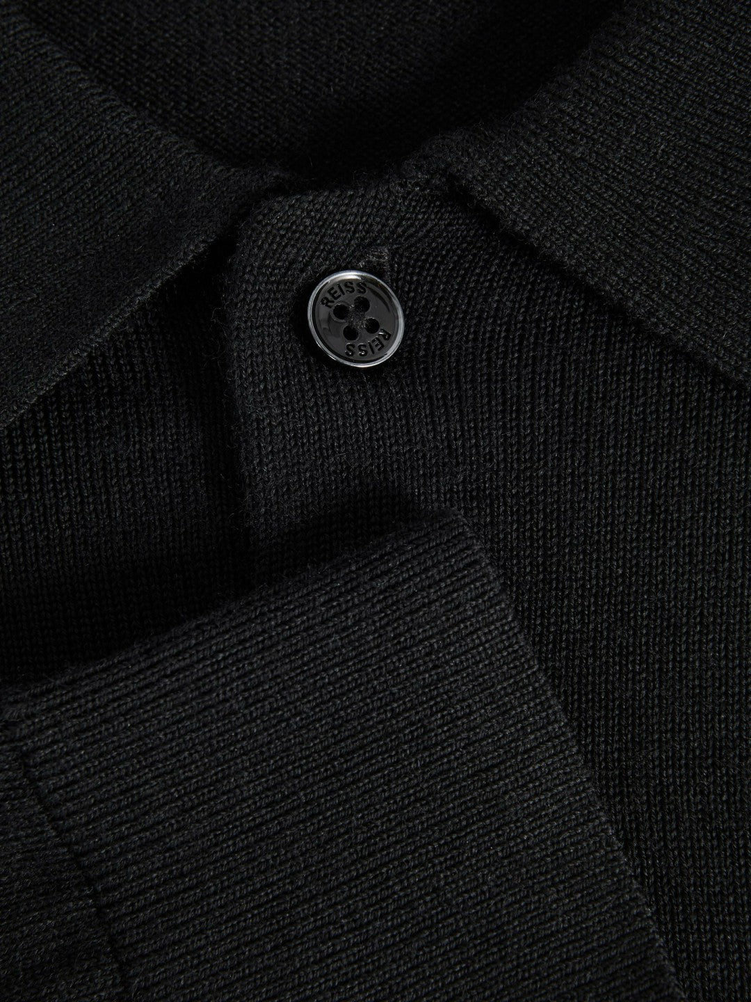 Reiss | Merino Wool Polo Shirt in Black